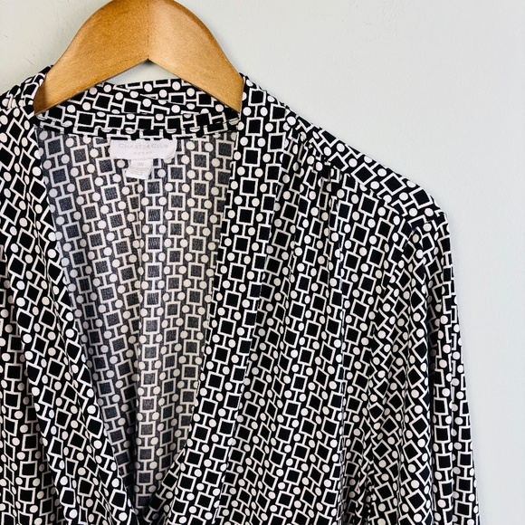 Charter Club Geo Print Faux Wrap Top - Picture 1 of 4